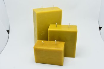 Zestaw trzech świec z wosku pszczelego 2 knoty