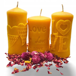 Walentynkowy Zestaw Świec 3D z Naturalnego Wosku Pszczelego - 3 Świece