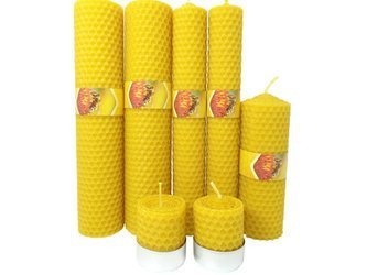 Zestaw siedmiu ekologicznych świec ręcznie zawijanych z wosku pszczelego