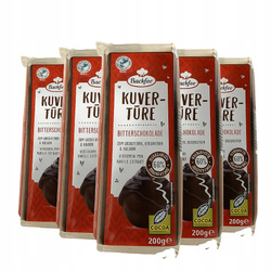 5x Kuwertura gorzka 200 g czekolada 60% kakao do ciast deserów do topienia