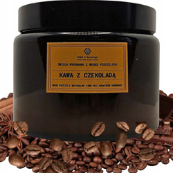 Naturalna BIO Świeca w słoju z wosku pszczelego KAWA Z CZEKOLADĄ 500 ml