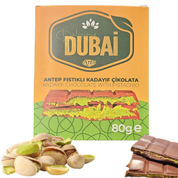 TURECKA DUBAJSKA CZEKOLADA MLECZNA Z CIASTEM KADAYIF PISTACJAMI TAHINI 80G