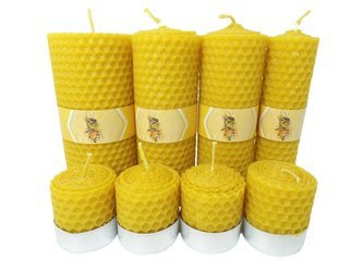 Zestaw ośmiu ekologicznych świec ręcznie zawijanych z wosku pszczelego