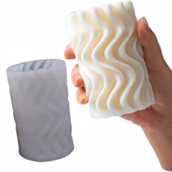 Silikonowa forma do świec Walec cylindryczny wzór falisty 12.8 x 7.8cm