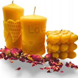Walentynkowy Zestaw Świec 3D z Naturalnego Wosku Pszczelego - 3 Świece