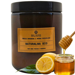 NATURALNA Bio Świeca Wosk Pszczeli delikatny aromat Propolis w Słoiku 250ml