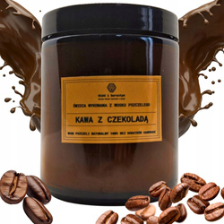 BIO Aromatyzowana Świeca w Słoiku - wosk pszczeli "KAWA Z CZEKOLADĄ" 250ml