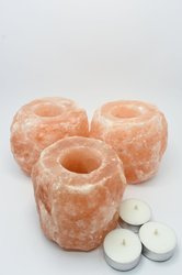 3x Świecznik z soli himalajskiej 30x tealight soja