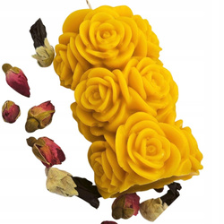 Naturalna Miodowa dekoracja Świeca 3D Z Wosku Pszczelego "KWIATY RÓŻY" 235g