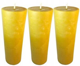 3 X ŚWIECA DEKORACYJNA lana z naturalnego wosku pszczelego WALEC 13 cm 690g