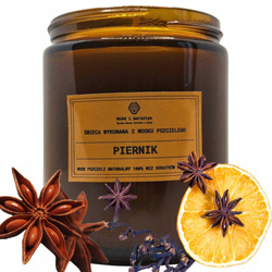 Zapachowa Świeca w Ciemnym Słoiku - wosk pszczeli o zapachu PIERNIKA 250ml