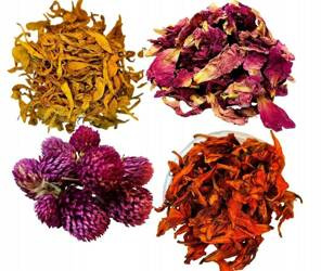 Zestaw nr 1 4 x 10g cztery rodzaje suszonych kwiatów płatków do świec 40g