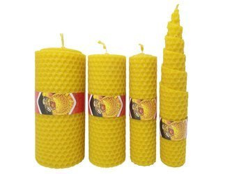 Zestaw czterech ekologicznych świec ręcznie zawijanych z wosku pszczelego PREMIUM