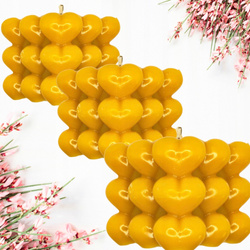 Zestaw 3 Naturalnych Miodowych Świec 3D z Wosku Pszczelego BUBBLE HEART