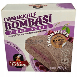 ORYGINALNA Turecka Chałwa Tatlan 250g Sezamowa z NADZIENIEM WIŚNIOWYM