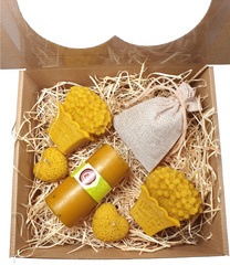 Zestaw Prezentowy 5-ciu Świec z wosku pszczelego KWIATOWY RAJ + Mix kwiatów