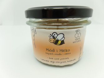 Świeca w słoiku z wosku pszczelego miód i mleko 235 ml
