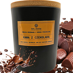 BIO Aromatyzowana Świeca w Słoiku - wosk pszczeli "KAWA Z CZEKOLADĄ" 250ml