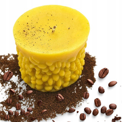 Ręcznie Robiona Świeca 3D z Bio Wosku Pszczelego 100g - "Ziarna Kawy"