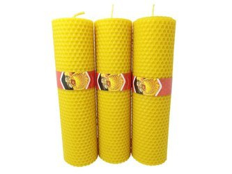 Zestaw trzech ekologicznych świec ręcznie zawijanych z wosku pszczelego