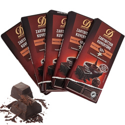 5X Gorzka Czekolada 52% Kakao Duża Tabliczka Kuwertura z Vanillią 5 x 200g