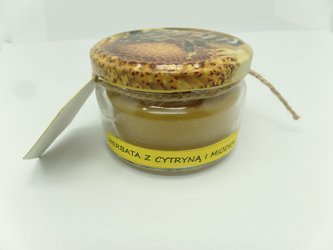 Świeca w słoiku z wosku pszczelego herbata z cytryną i miodem 200 ml