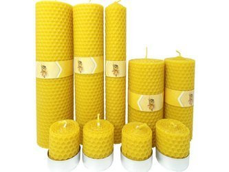 Zestaw dziewięciu ekologicznych świec ręcznie zawijanych z wosku pszczelego