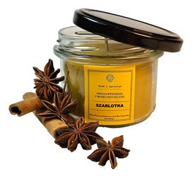 Świeca zapachowa aromatyzowana w Słoiku wosk pszczeli "SZARLOTKA'' 220 ml