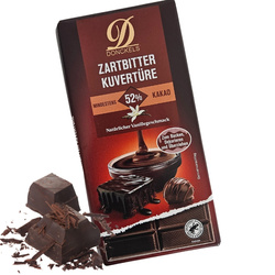 Gorzka Czekolada 52% Kakao Duża Tabliczka Kuwertura z Vanillią 200g