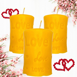 Zestaw 3 sztuk Miodowych Świec z Wosku Pszczelego z napisem LOVE 3 x 200g