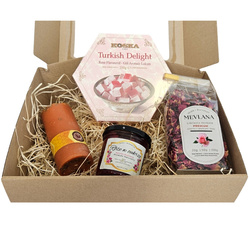 Zestaw Prezentowy BOX Różana Słodycz Turkish Delight Herbata Różana Świeca