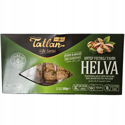 Oryginalna WEGAŃSKA Turecka Chałwa 65% SEZAMOWA Z PISTACJAMI BEZ CUKRU 300g