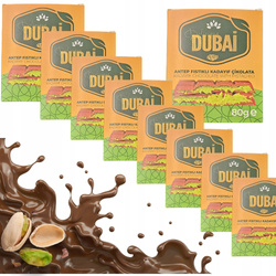 10 SZT. TURECKA DUBAJSKA CZEKOLADA MLECZNA Z CIASTEM KADAYIF PISTACJAMI TAHINI 80G