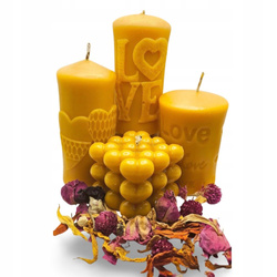 Walentynkowy Zestaw Świec 3D z Naturalnego Wosku Pszczelego - 4 Świece