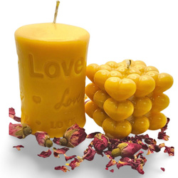 Walentynkowy Zestaw Świec 3D z Naturalnego Wosku Pszczelego - 2 Świece