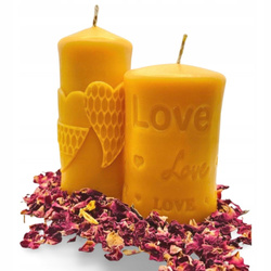 Walentynkowy Zestaw Świec 3D z Naturalnego Wosku Pszczelego - 2 Świece