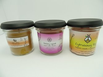 Zestaw 3 świec w słoiku z wosku zapachowe 120 ml