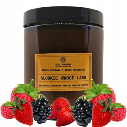 Zapachowa Świeca w Ciemnym Słoiku - wosk pszczeli SŁODKIE OWOCE LASU 250ml