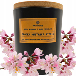 Aromatyzowana Świeca w Słoik - wosk pszczeli "SŁODKA KWITNĄCA WIŚNIA" 250ml