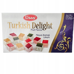 ORYGINAŁ TURECKI PRZYSMAK DESER OWOCOWE GALARETKI LOKUM TURECKIE USAS 350G