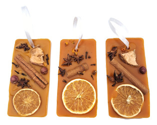3 X Świąteczna Tabliczka zapachowa naturalny wosk pszczeli Orange Anyż 85g
