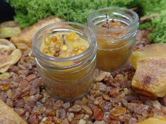 Ekologiczna świeca 5 szt. w słoiku z wosku pszczelego z bursztynem