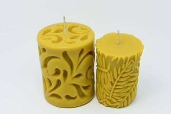 Zestaw dwóch świec z wosku pszczelego flora liście