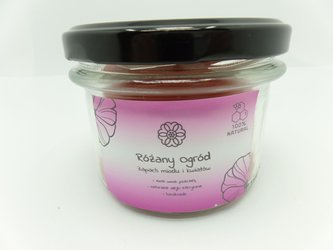 Świeca w słoiku z wosku pszczelego różany ogród 235 ml