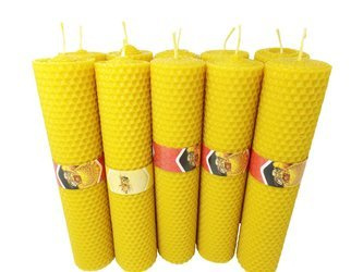 Zestaw dziesięciu ekologicznych świec ręcznie zawijanych z wosku pszczelego