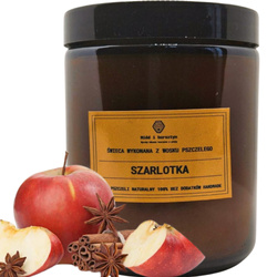 Zapachowa Świeca w Ciemnym Słoiku - wosk pszczeli o zapachu SZARLOTKI 250ml