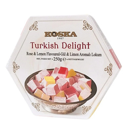 ORYGINALNY TURECKI PRZYSMAK LOKUM GALARETKI RÓŻA I CYTRYNA OD KOSKA 250 g