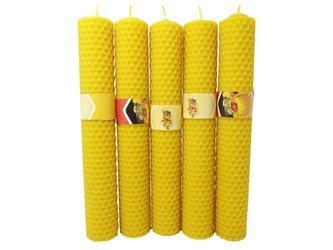 Zestaw pięciu ekologicznych świec ręcznie zawijanych z wosku pszczelego