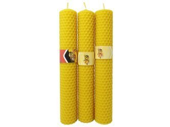 Zestaw trzech ekologicznych świec ręcznie zawijanych z wosku pszczelego