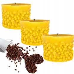 Zestaw TRZECH Ręcznie Robionych Świec 3D z Wosku Pszczelego "Ziarna Kawy"